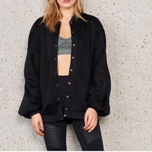 ALO Yoga Black Bomber Jacket with Relaxed Fit